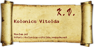 Kolonics Vitolda névjegykártya